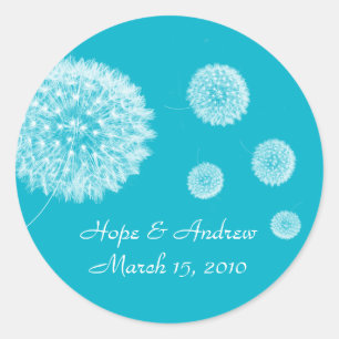 Zee Blue Aqua Wedding Dandelion Sticker