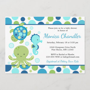 Zee Blue Baby Shower-uitnodigingen Kaart