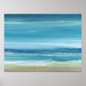 Zee Blue Beach Abstracte Waterverf Ocean Waves Poster (Voorkant)