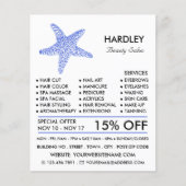 Zee Blue Beach Starfish, Beautician, Beauty Salon Flyer (Voorkant)