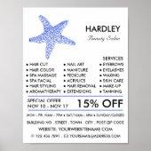 Zee Blue Beach Starfish, Beautician, Beauty Salon Poster (Voorkant)