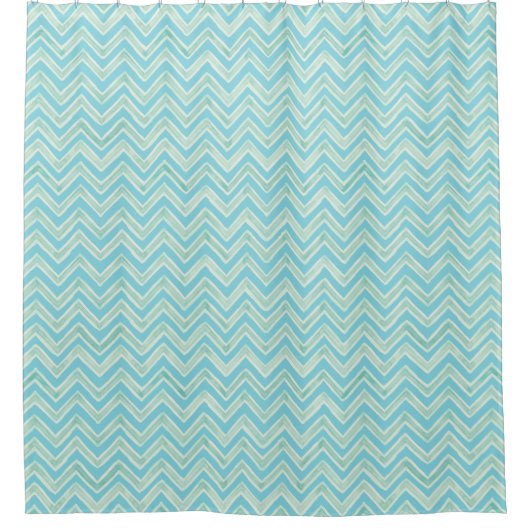 Zee Blue Beach Waterverf Chevron Striped Pattern Douchegordijn (Voorkant)