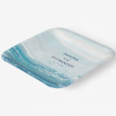 Zee Blue Beach Waves Coastal Waterverf Weddenschap Papieren Bordje (Gebogen)
