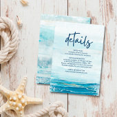 Zee Blue Beach Waves Coastal Weddenschap Details Informatiekaartje