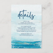 Zee Blue Beach Waves Coastal Weddenschap Details Informatiekaartje (Voorkant)