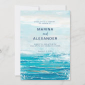 Zee Blue Beach Waves Coastal Weddenschap Kaart (Voorkant)