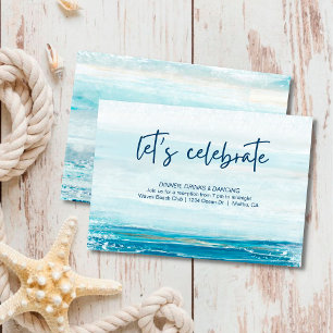 Zee Blue Beach Waves Coastal Weddenschappen Recept Informatiekaartje