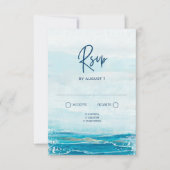 Zee Blue Beach Waves Coastal Wedding RSVP (Voorkant)