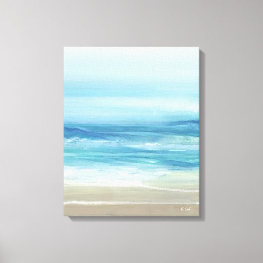 Zee Blue Beach Waves Kustgolf Canvas Afdruk (Voorkant)