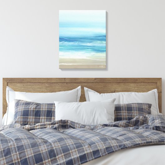 Zee Blue Beach Waves Kustgolf Canvas Afdruk (Insitu (Slaapkamer))