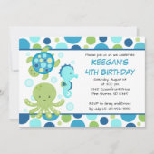 Zee Blue Boy of Girl Birthday Invitations Kaart (Voorkant)