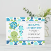 Zee Blue Boy of Girl Birthday Invitations Kaart (Staand voorkant)