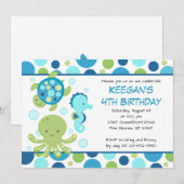 Zee Blue Boy of Girl Birthday Invitations Kaart (Voorkant / Achterkant)