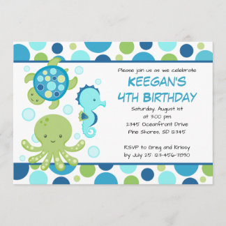 Zee Blue Boy of Girl Birthday Invitations Kaart