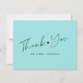 Zee blue bruiloft elegant script bedankkaart (Voorkant)