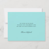 Zee blue bruiloft elegant script bedankkaart (Achterkant)