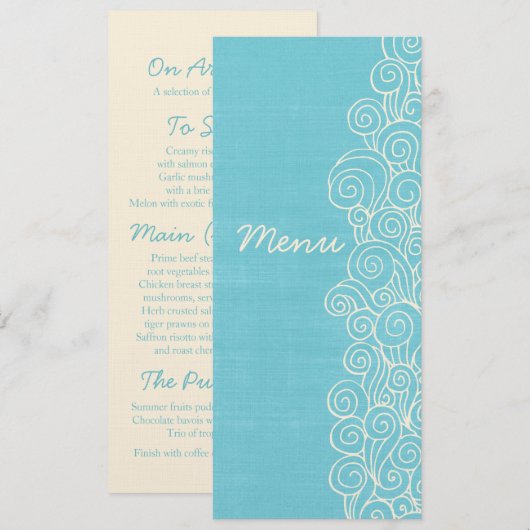 Zee blue & crèmediner menu (Voorkant / Achterkant)