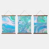 Zee Blue en Green Bubbles en Ocean Art Hangend Wandkleed (Driedubbel)