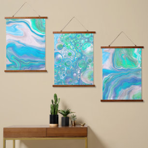 Zee Blue en Green Bubbles en Ocean Art Hangend Wandkleed