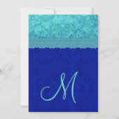 Zee Blue en Royal Blue Damask Wedding G500G Kaart (Achterkant)