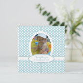 Zee Blue en White Polka Dot Party Invitation Kaart (Staand voorkant)