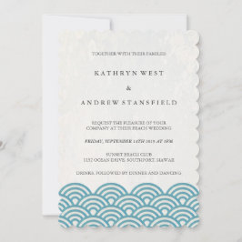 Zee Blue Green Stylized Zee Waves Beach Weddenscha Kaart