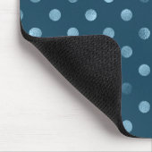 Zee Blue Metallic Faux Foil Polka Dot Aqua Stippen Muismat (Hoek)