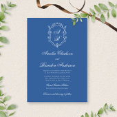 Zee Blue Monogram Crest & Formal Script Kaart