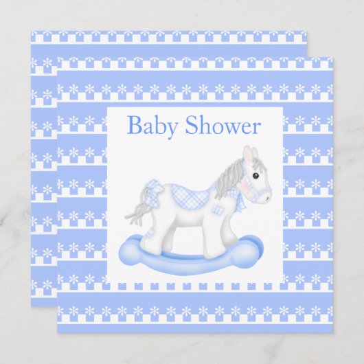 Zee Blue pony baby shower-uitnodiging Kaart (Voorkant / Achterkant)
