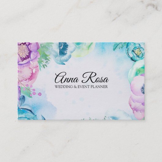 *~* Zee Blue Roos Floral Wedding Event Planner Visitekaartje (Voorkant)