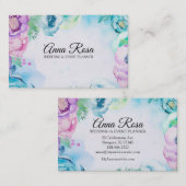 *~* Zee Blue Roos Floral Wedding Event Planner Visitekaartje (Voorkant / Achterkant)