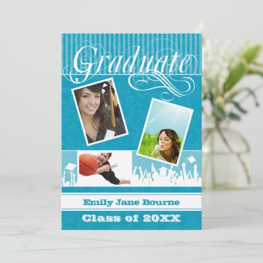 Zee Blue Senior Afbeelding Class of Aankondiging (Staand voorkant)