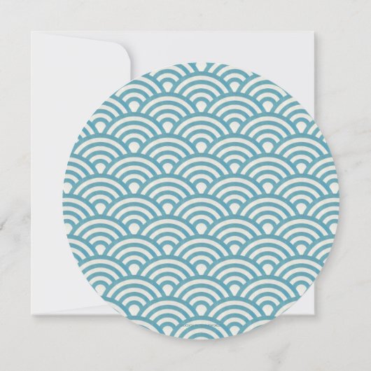 Zee Blue Stylized Waves Elegant Beach Wedding Kaart (Achterkant)