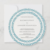 Zee Blue Stylized Waves Elegant Beach Wedding Kaart (Voorkant)