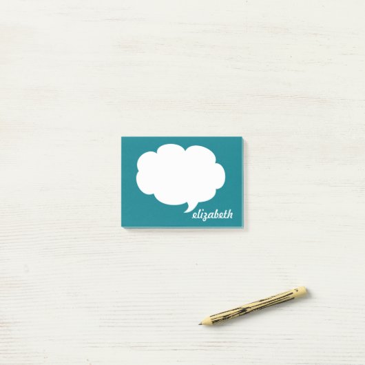 Zee Blue Talk Bubble Persoonlijke naam Post-it® Notes (Op bureau)
