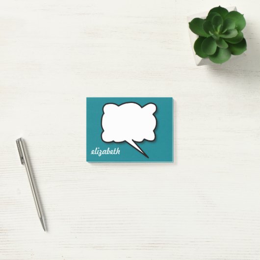 Zee Blue Talk Bubble Persoonlijke naam Post-it® Notes (Kantoor)