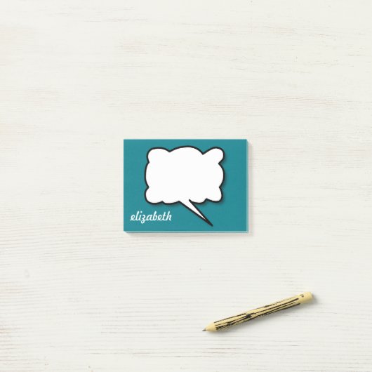 Zee Blue Talk Bubble Persoonlijke naam Post-it® Notes (Op bureau)