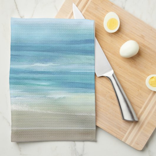 Zee Blue Waterverf Ocean Waves Coastal Theedoek (Quarter Fold)