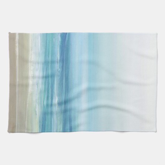 Zee Blue Waterverf Ocean Waves Coastal Theedoek (Horizontaal)