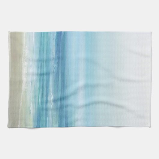 Zee Blue Waterverf Ocean Waves Kuststrand Theedoek (Horizontaal)