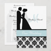 Zee Blue Wedding Couple Wedding Invitation Kaart (Voorkant / Achterkant)