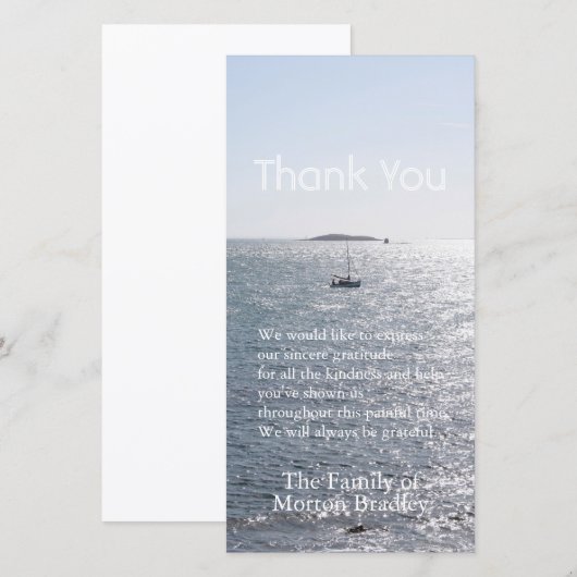 Zee Boat en Island 3 Bedankkaart (Voorkant / Achterkant)