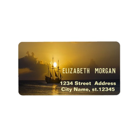 Zee,Boot,Zonsondergang Etiket (Voorkant)