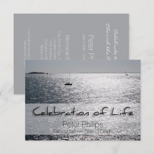 Zee Bootviering van het leven Begrafenisaankondigi Kaart (Voorkant / Achterkant)