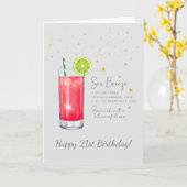 Zee Breeze Cocktail 21e Happy Birthday Kaart (Gele Bloem)