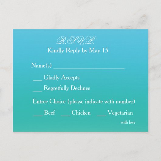 Zee Breeze Waterverf bruiloft RSVP Uitnodiging Briefkaart (Achterkant)