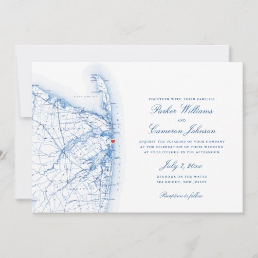 Zee Bright New Jersey Elegant Bruiloft Kaart (Voorkant)
