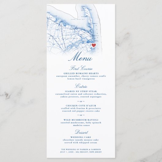 Zee Bright New Jersey Kaart Bestemming Bruiloft (Voorkant)