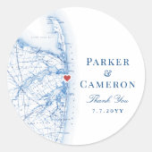 Zee Bright New Jersey kaart bruiloft gunst Ronde Sticker (Voorkant)