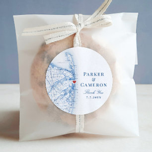 Zee Bright New Jersey kaart bruiloft gunst Ronde Sticker